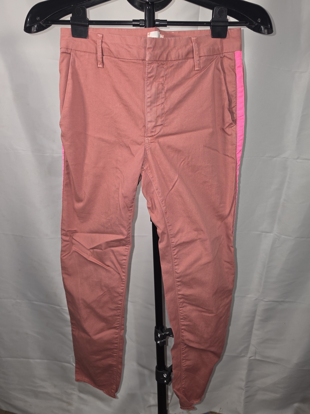 Sundry Dusty Rose Cropped Chinos with Hot Pink Side Stripe
